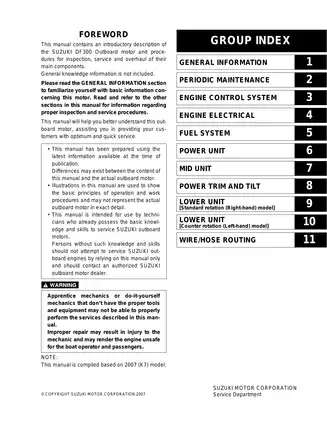 2007-2013 Suzuki DF300 4-stroke V6 outboard engine service manual Preview image 1