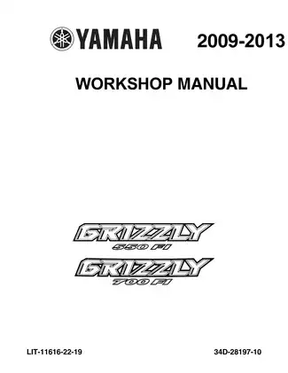 2009-2013 Yamaha Grizzly 550 FI, Grizzly 700 FI, YFM550 ATV workshop manual Preview image 1