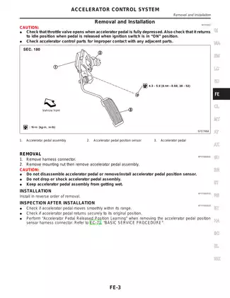 2002-2003 Nissan Maxima Accelerator Control, Fuel & Exhaust Systems manual Preview image 3