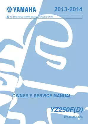 Yamaha YZ250F Owner's Service Manual (2012) Preview image 3