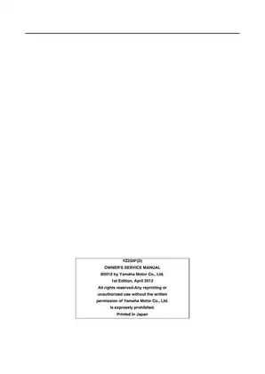 Yamaha YZ250F Owner's Service Manual (2012) Preview image 5