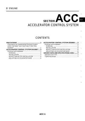 2001-2012 Nissan Urvan E25 light commercial van Accelerator Control System manual