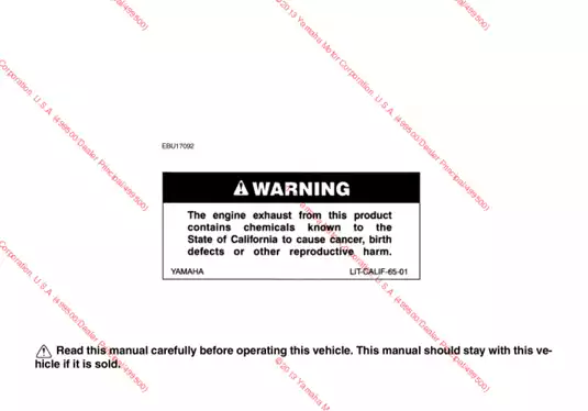 Yamaha YFM5S0D ATV Owner's Manual - Complete Guide to Safety and Maintenance Preview image 2