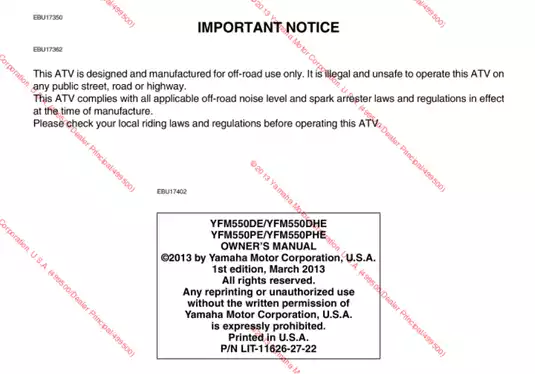 Yamaha YFM5S0D ATV Owner's Manual - Complete Guide to Safety and Maintenance Preview image 5