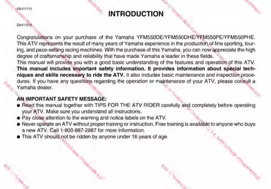 Yamaha YFMS50DE/YFMS50DHE ATV Owner's Manual - 2013 Edition Preview image 3