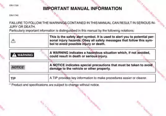 2014 Yamaha Motor Corporation, Ltd Grizzly 550 FI Auto 4x4 owners manual Preview image 4