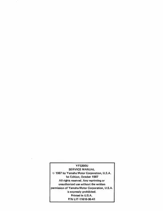 Yamaha YFS200U Service Manual - Comprehensive Repair Guide Preview image 2