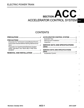 2013 Nissan Leaf Accelerator Control System manual Preview image 1