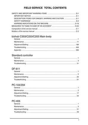 Konica Minolta Bizhub C203/C253/C353 Field copier and printer service manual Preview image 2