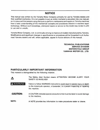 Yamaha YFM350XA Warrior ATV Service Manual (1990 Edition) Preview image 3