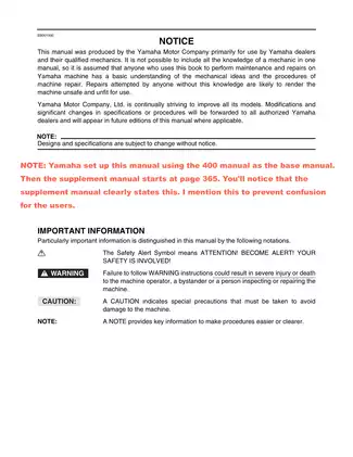 2003-2008 Yamaha Grizzly 350 2WD/4WD service manual Preview image 1