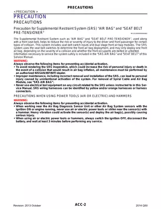2014 Infiniti Q50 repair manual Preview image 2