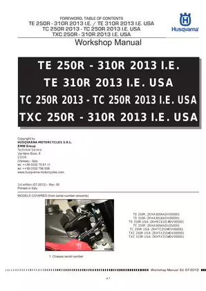 2013-2014 Husqvarna TC 250R, TC 310R workshop manual Preview image 3