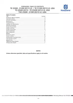 Husqvarna TE 250R, 310R, TC 250R, TXC 250R 2013 Workshop Manual Preview image 5