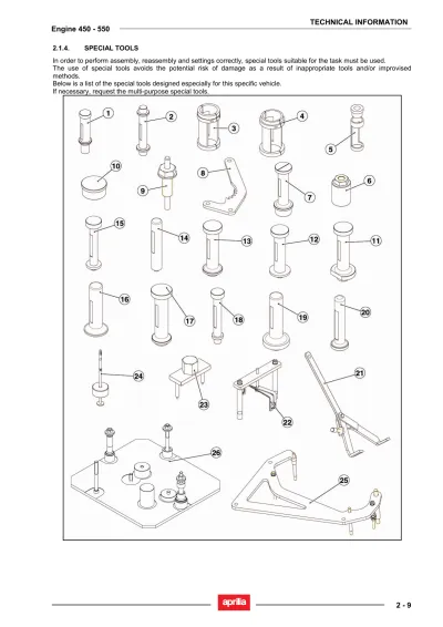 2006–2013 Aprilia SXV / RXV 450 Service Manual (P/N 9100650)