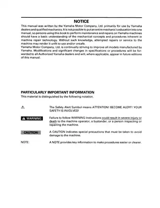 Yamaha YFM400FW 1996 Supplementary Service Manual Preview image 4