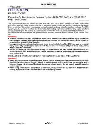 2011 Nissan Maxima A35 series Accelerator Control System manual Preview image 2