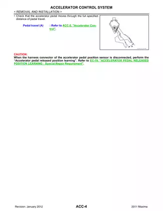 2011 Nissan Maxima A35 series Accelerator Control System manual Preview image 4
