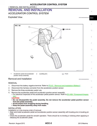 2013 Nissan Maxima A35 series service manual Preview image 3