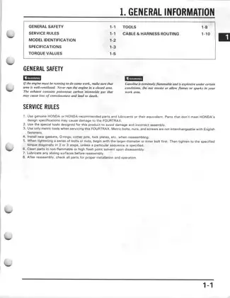 Honda Fourtrax TRX 250 Repair and Service Manual (1986) Preview image 4
