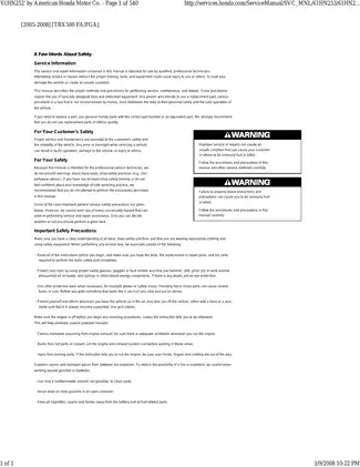 2005-2008 Honda TRX500 FA/FGA Service Manual