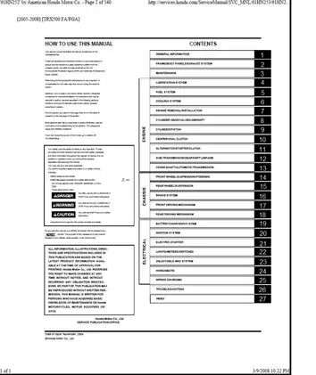 2005-2008 Honda Foreman Rubicon 500, TRX500 ATV repair manual Preview image 2