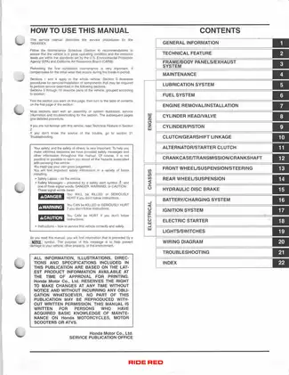 Honda TRX400EX Service Manual (2005-2009) - Comprehensive Repair Guide Preview image 3
