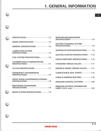 Honda TRX250 Recon Service Manual - Comprehensive Maintenance Guide Preview image 4