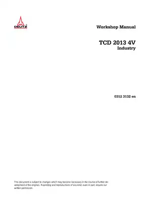 2013 Deutz TCD 4V diesel engine workshop manual Preview image 3