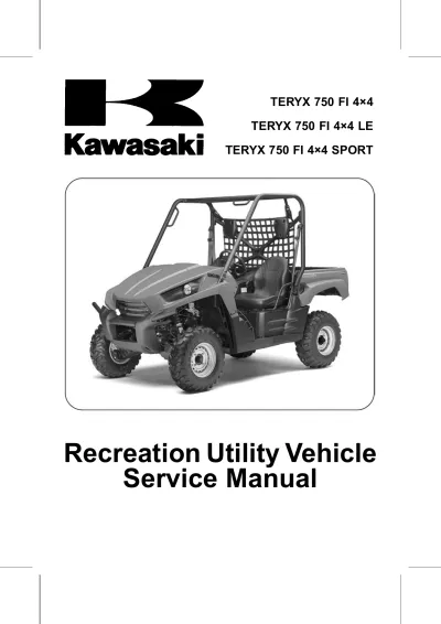 2008–2013 Kawasaki Teryx 750 FI 4x4 / LE / Sport Service Manual OEM (P/N KRF750NLT)