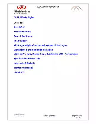 2006-2014 Mahindra Scorpio Getaway repair manual Preview image 3