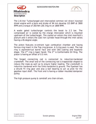 Mahindra Scorpio Getaway CRDe Repair Manual (2007) Preview image 4