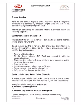 Mahindra Scorpio Getaway CRDe Repair Manual (2007) Preview image 5