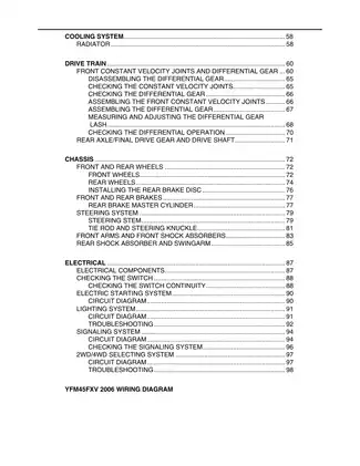 YFM45FXV 2006 Service Manual - Comprehensive Guide for Maintenance & Repair Preview image 5
