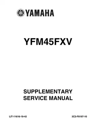 Yamaha YFM45FXV 2005 Supplementary Service Manual for ATV Maintenance and Repair