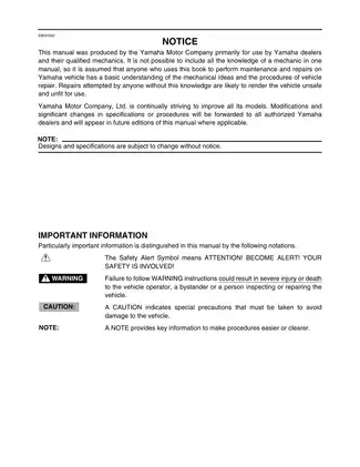 Yamaha YFM45FXV 2005 Supplementary Service Manual for ATV Maintenance and Repair Preview image 4