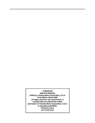 Yamaha Grizzly 450 Service Manual (2009 Edition) - Comprehensive Repair Guide Preview image 3