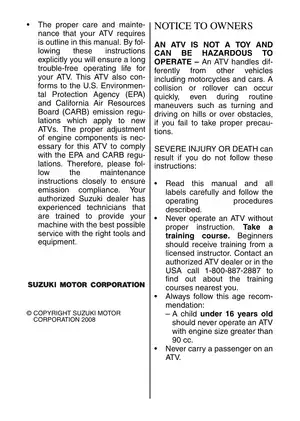 2009-2014 Suzuki LT-A500XP KingQuad owner´s manual Preview image 5