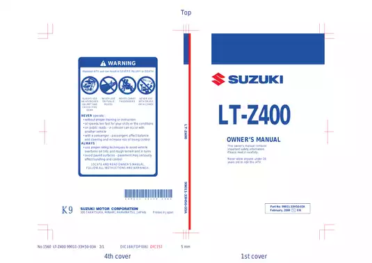 2009-2014 Suzuki LT-Z400 QuadSport owner´s manual Preview image 1