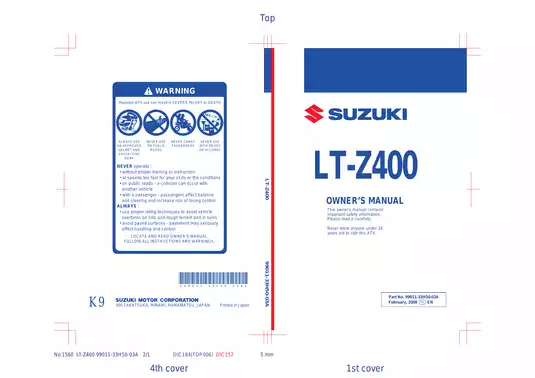 2009-2014 Suzuki LT-Z400 QuadSport owner´s manual