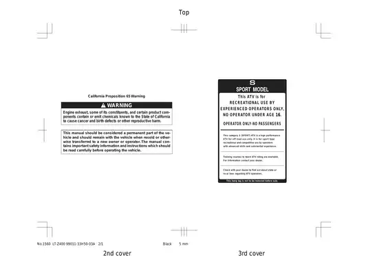 2009-2014 Suzuki LT-Z400 QuadSport owner´s manual Preview image 2